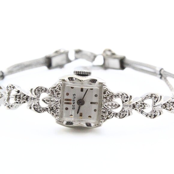 Splendid 14K Gold Benrus Vintage 60's Diamond Ladies Watch Working! - Picture 6 of 12